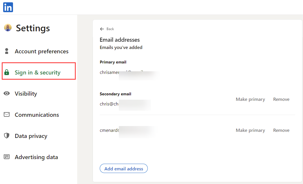 LinkedIn - multiple email accounts LinkedIn - multiple email accounts