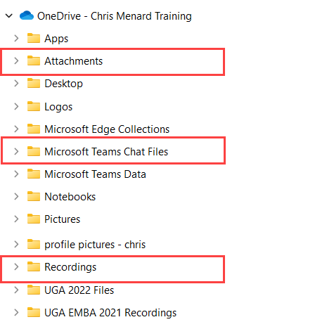 OneDrive folders created by Teams and Outlook OneDrive folders created by Teams and Outlook