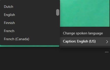 Teams change captions to your preferred language.