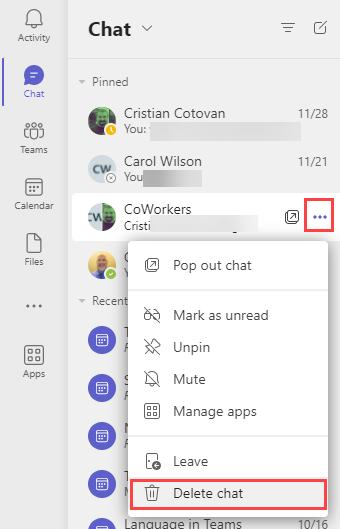 Teams - Delete Chat Teams - Delete Chat