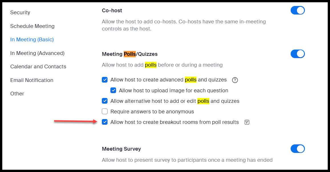 Allow host to create breakout rooms from poll results Allow host to create breakout rooms from poll results