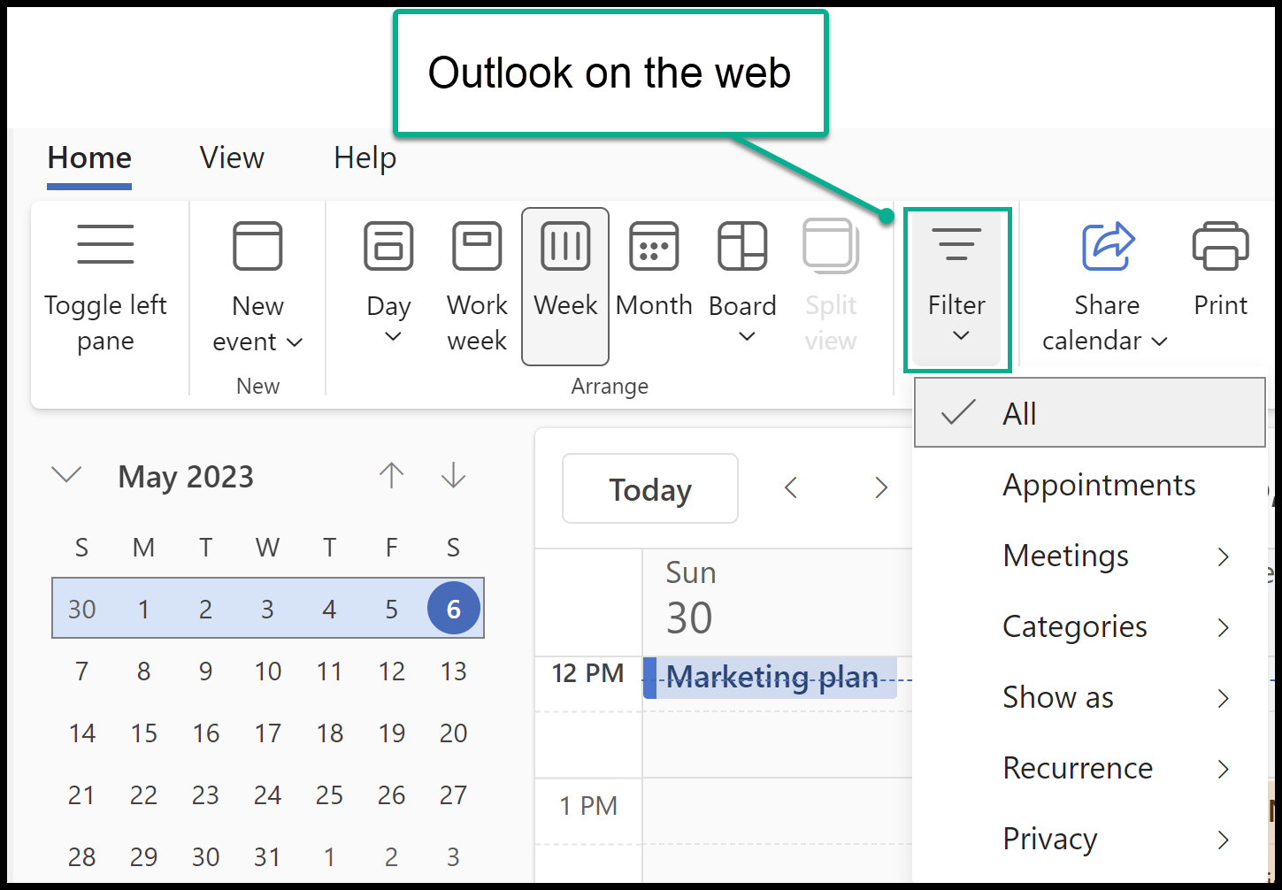 Outlook on the web - Filter Calendar items Outlook on the web - Filter Calendar items