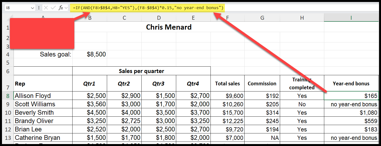 IF with AND function