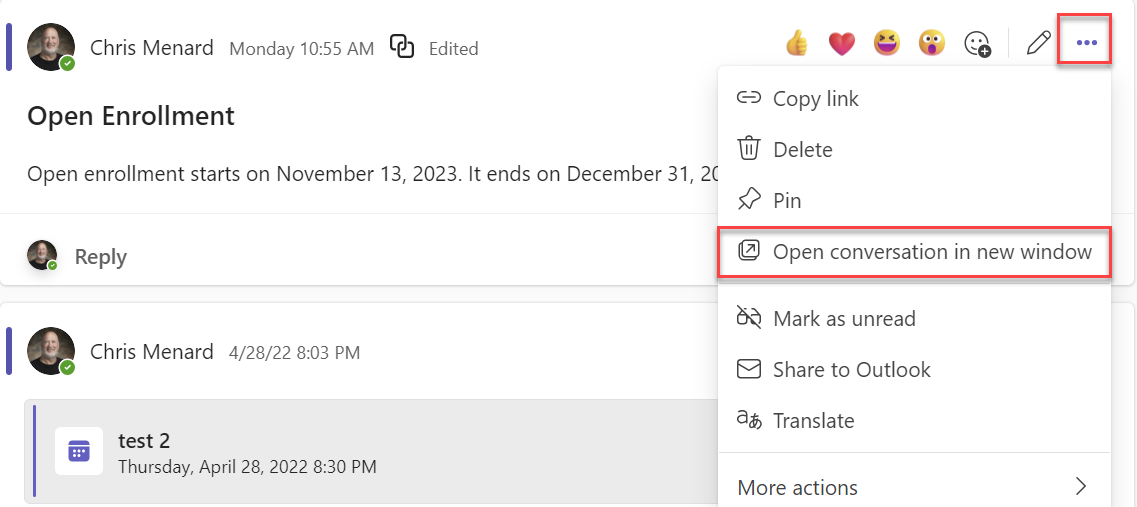 Open conversation in new windows - Teams 2.0 Open conversation in new windows - Teams 2.0