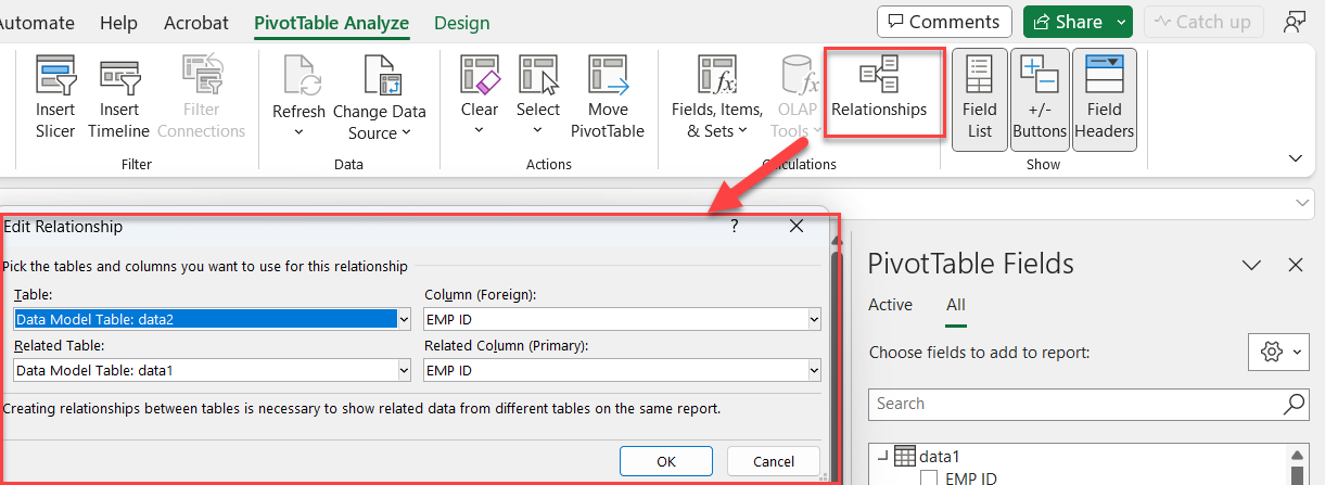 PivotTable - Relationships