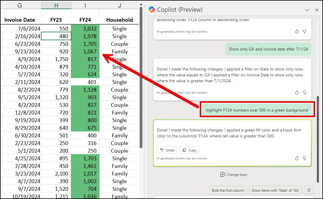 Copilot with Conditional Formatting in Excel Copilot with Conditional Formatting in Excel