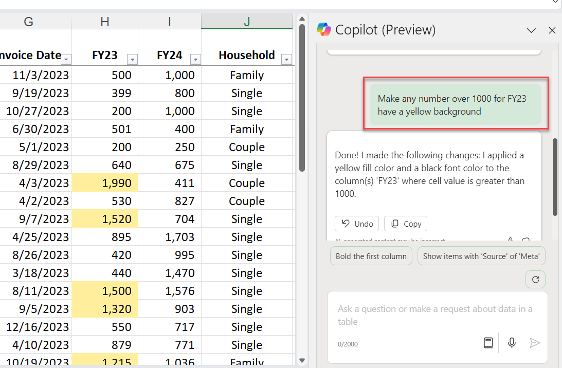Copilot in Excel - Prompts for Conditional Formatting Copilot in Excel - Prompts for Conditional Formatting