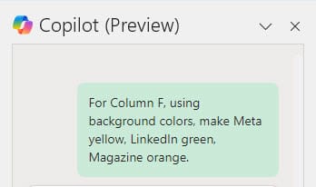 Copilot in Excel - Prompt Box - Multiple Conditional Formats Copilot in Excel - Prompt Box - Multiple Conditional Formats