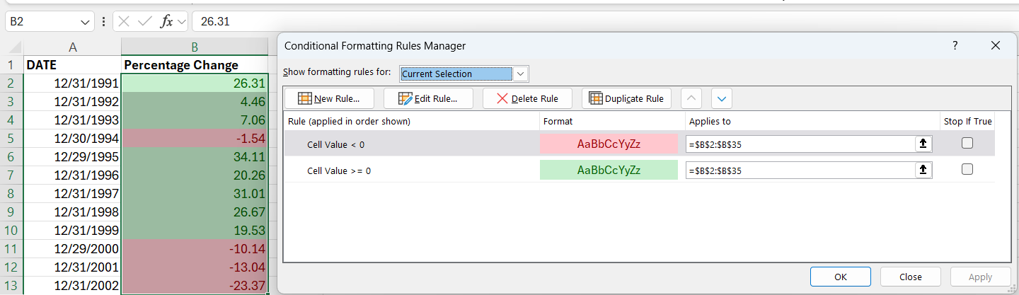 Excel Conditional Formatting with Percentages Excel Conditional Formatting with Percentages