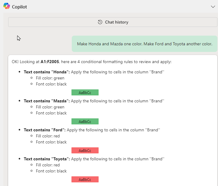 Copilot in Excel - Wave 2 - Conditional Formatting