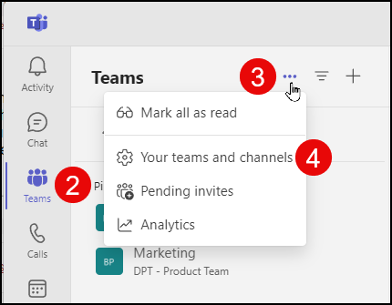 Your teams and channels Your teams and channels