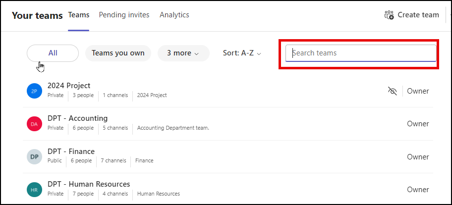 Search Teams Search Teams