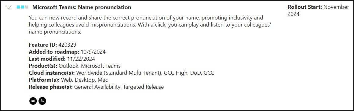 Microsoft Teams: Name Pronunciation Roadmap Microsoft Teams: Name Pronunciation Roadmap