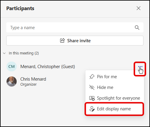 Edit Display Name in Teams Meeting Edit Display Name in Teams Meeting