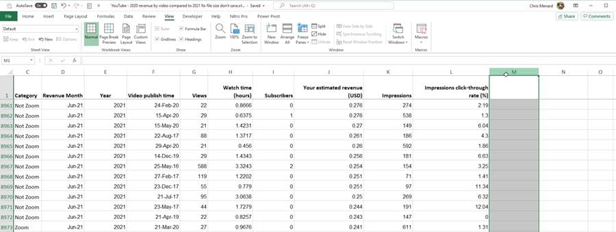 Select the first column without data at the end of your data range Select the first column without data at the end of your data range