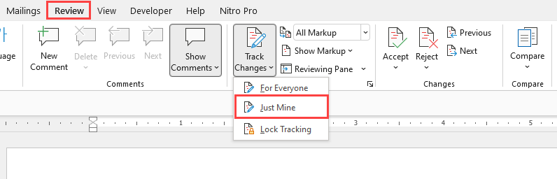 Track changes - Just Mine - MS Word