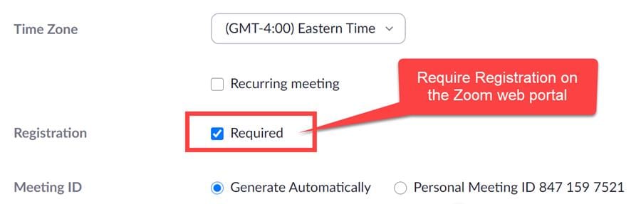 Zoom require registration on Zoom's website Zoom require registration on Zoom's website