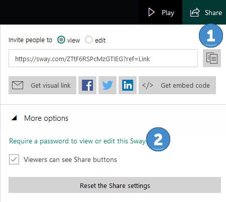 Adding password protection to Microsoft Sway presentation