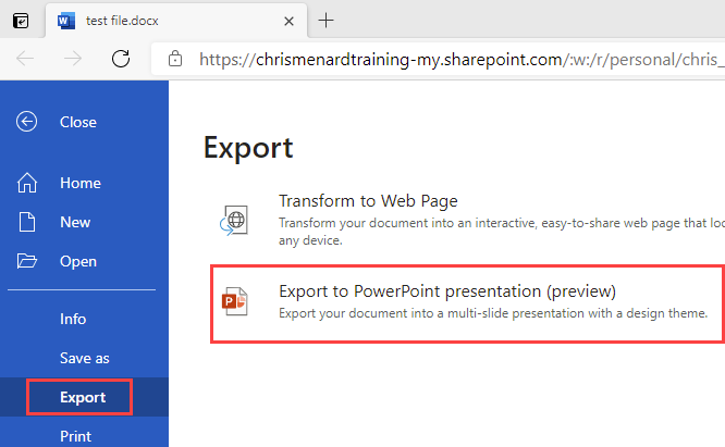 Export Word to PowerPoint Export Word to PowerPoint