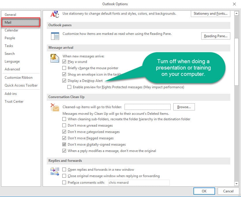 Turn Outlook's alerts on and off Turn Outlook's alerts on and off