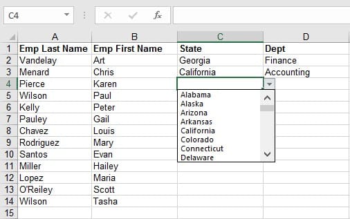 State drop-down State drop-down