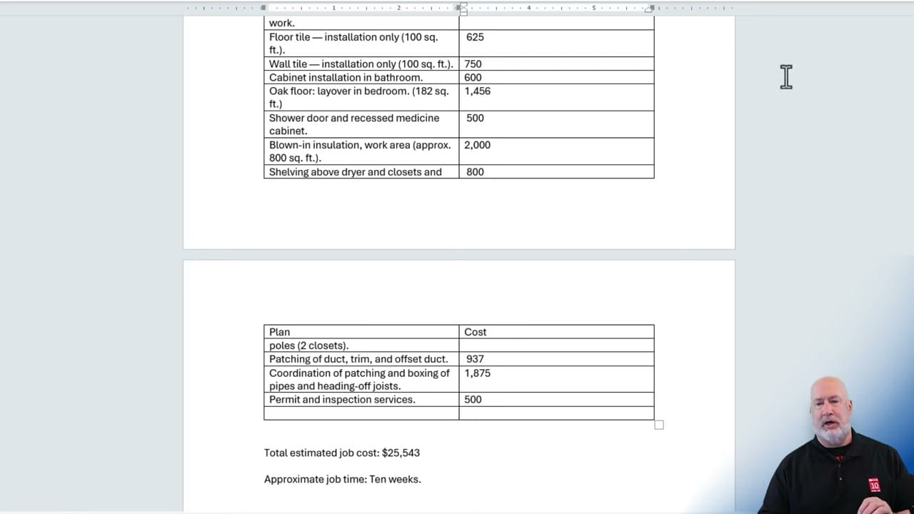 Word document showing a neatly formatted table with Plan and Cost columns after conversion from text