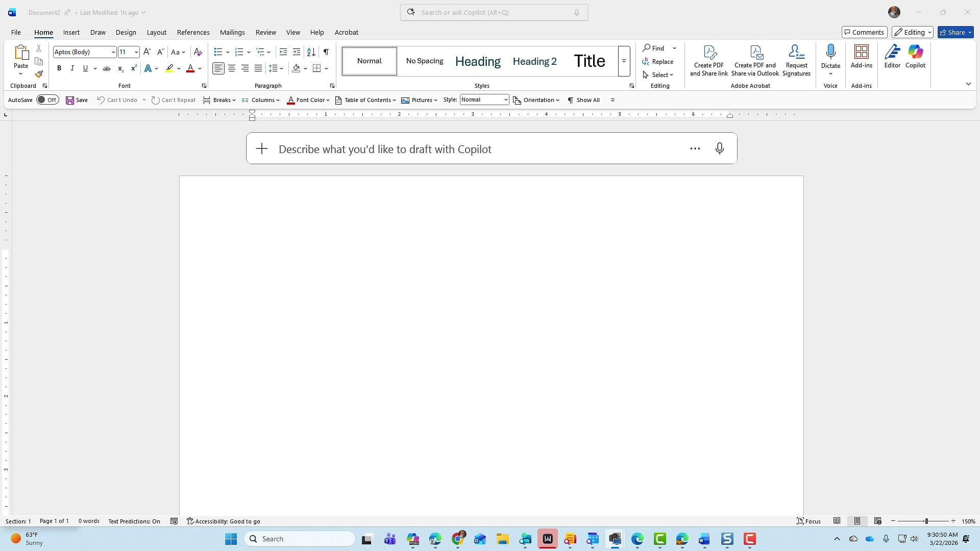 Microsoft Word with the Edit with Copilot prompt visible in the document