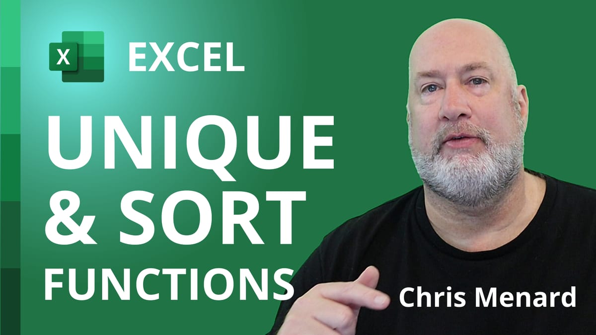 Excel: Combining Unique and Sort functions