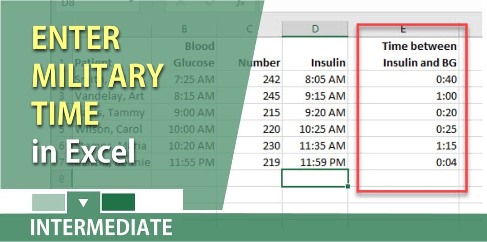 Enter military time in Excel